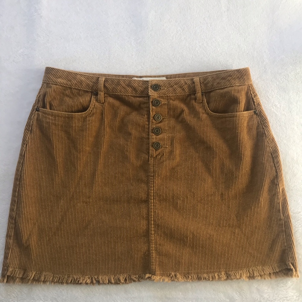 Camel Corduroy Plus Size Skirt